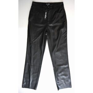 Steve Madden Women Sz 27 Black PU Leather Loren Mid-Rise Straight Leg Pants